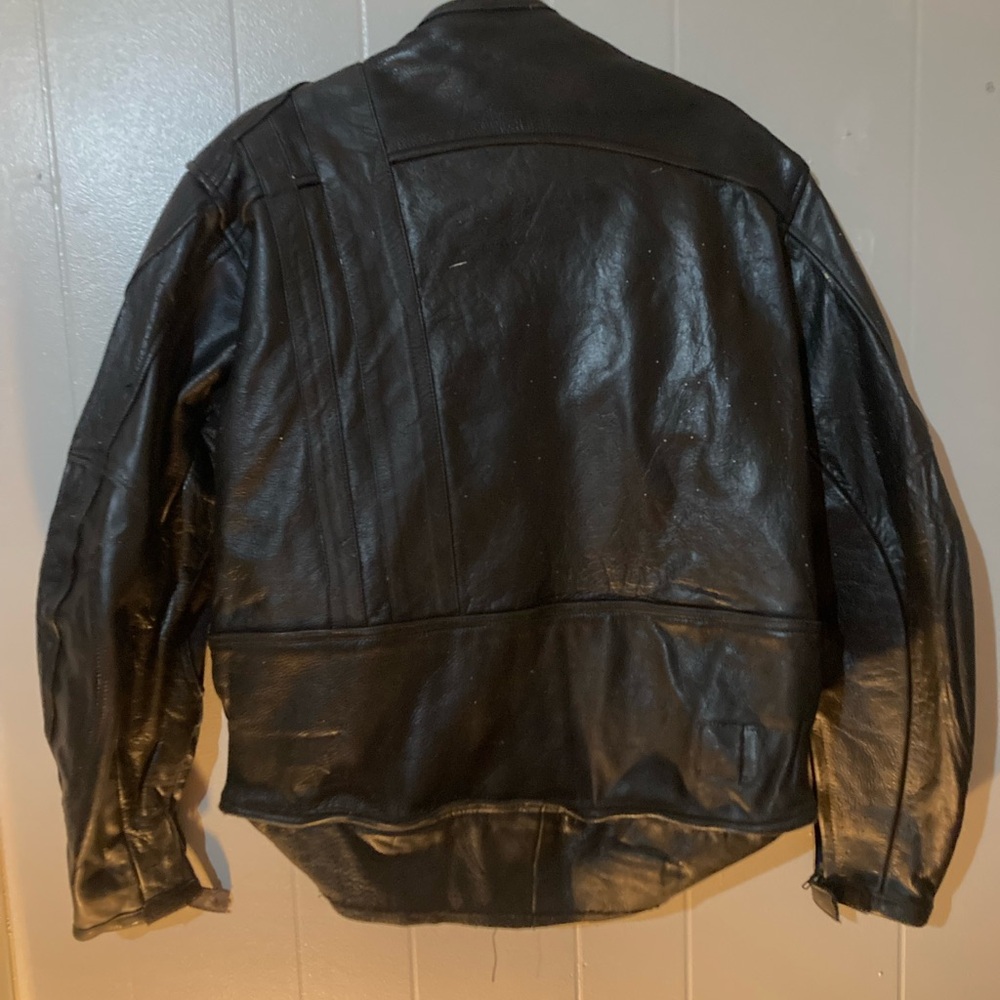 Skeleton Design Black Leather Jacket - image 2